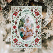 Elegante Poinsettia kerstfotokaart Kaart