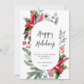 Elegante Poinsettia Kerstmis Mistletoe Groet Feestdagenkaart (Voorkant)