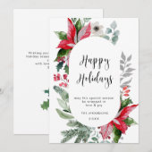 Elegante Poinsettia Kerstmis Mistletoe Groet Feestdagenkaart (Voorkant / Achterkant)