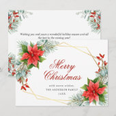 Elegante Poinsettia Kerstmis Mistletoe Groet Feestdagenkaart (Voorkant / Achterkant)