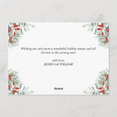 Elegante Poinsettia Kerstmis Mistletoe Groet Feestdagenkaart (Achterkant)