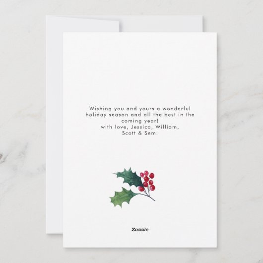 Elegante Poinsettia Kerstmis Mistletoe Groet Feestdagenkaart (Achterkant)