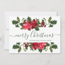 Elegante Poinsettia Kerstmis Zakelijke Groet
