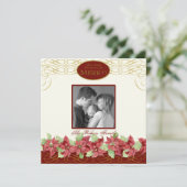 Elegante Poinsettia Kerstvakantie Groeten Kaart (Staand voorkant)