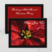 Elegante Poinsettia Kerstvakantie Uitnodigingen (Voorkant / Achterkant)