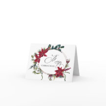 Elegante Poinsettia Mistletoe Kerst Groet