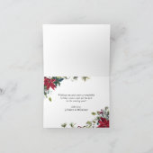 Elegante Poinsettia Mistletoe Kerst Groet Feestdagen Kaart (Binnen)