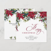 Elegante Poinsettia Mistletoe Kerst Groet Feestdagenkaart (Voorkant / Achterkant)