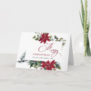 Elegante Poinsettia Mistletoe Kerstgroet Feestdagen Kaart