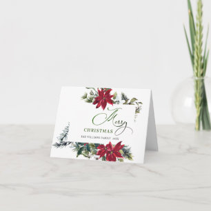 Elegante Poinsettia Mistletoe Kerstgroet Feestdagen Kaart