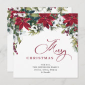 Elegante Poinsettia Mistletoe Kerstgroet Feestdagenkaart (Voorkant / Achterkant)