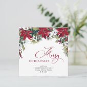 Elegante Poinsettia Mistletoe Kerstgroet Feestdagenkaart (Staand voorkant)