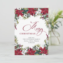 Elegante Poinsettia Mistletoe Kerstgroet
