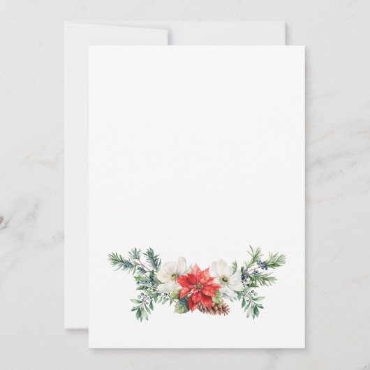 Elegante Poinsettia Open Huis Kerstfeest Kaart (Achterkant)