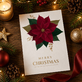 Elegante Poinsettia Prettig Kerstfeest Groet Feestdagenkaart