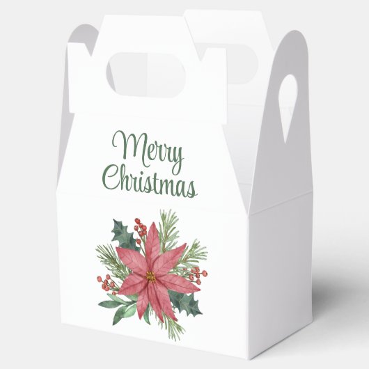 Elegante Poinsettia Rode Bloemen Vrolijk Kerstfees Bedankdoosjes (Geopend)