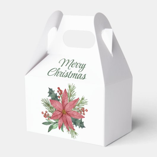 Elegante Poinsettia Rode Bloemen Vrolijk Kerstfees Bedankdoosjes (Voorkant Zijde)