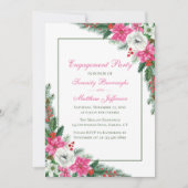 Elegante Poinsettia Roze Kerstverlovingsfeest Kaart (Voorkant)