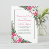 Elegante Poinsettia Roze Kerstverlovingsfeest Kaart (Staand voorkant)