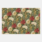 Elegante Poinsettia Vintage Kerstmis Inpakpapier Vel (Voorkant)