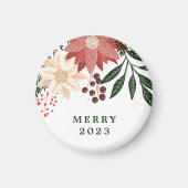 Elegante Poinsettia Vrolijke Kerstmis Waterverf Magneet (Voorkant)