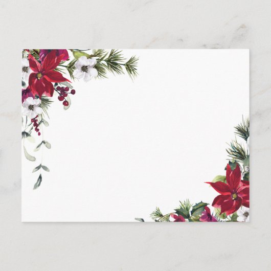 Elegante Poinsettia Waterverf bedankkaart Briefkaart (Achterkant)