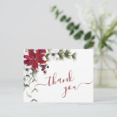 Elegante Poinsettia Waterverf bedankkaart Briefkaart (Staand voorkant)