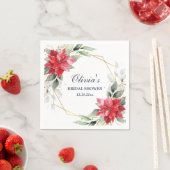 Elegante Poinsettia Winter Groene Bruidsdouche Servet (Insitu)