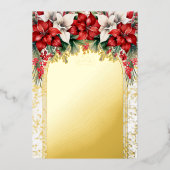 Elegante Poinsettias Bloemen Quinceañera Party Folie Uitnodiging (Voorkant)