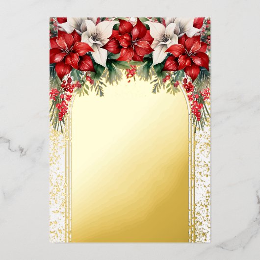 Elegante Poinsettias Bloemen Quinceañera Party Folie Uitnodiging (Voorkant)