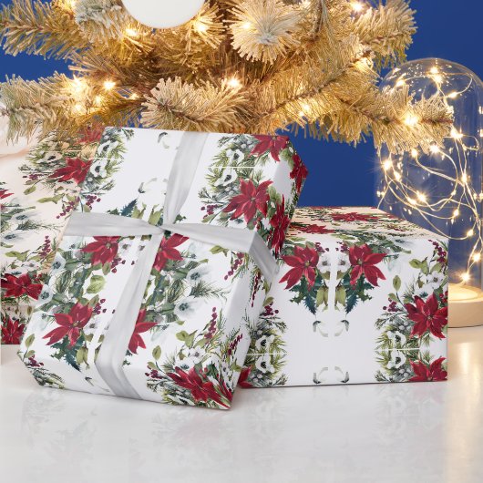 Elegante poinsettia's cadeaupapier (Feestdagen)