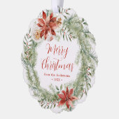 Elegante Poinsettias en groen Non-Photo Holiday Ornament Kaart (Links)
