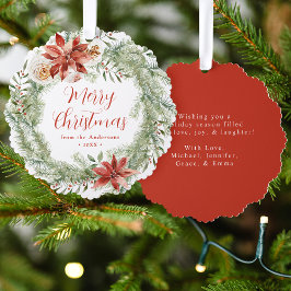 Elegante Poinsettias en groen Non-Photo Holiday Ornament Kaart