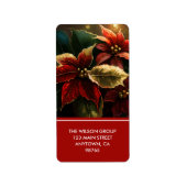 Elegante Poinsettias Kerst Retouradres Etiket (Voorkant)