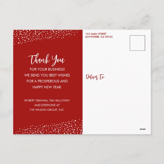 Elegante Poinsettias Zakelijke Kerstmis Dank u Feestdagenkaart (Achterkant)