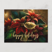 Elegante Poinsettias Zakelijke vakantie dank u Feestdagenkaart (Voorkant)