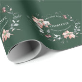 Elegante Pointsetta en Berry Wreath Naam Cadeaupapier (Rol Hoek)