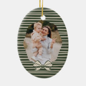 Elegante Polka Dot Christmas Bow Photo Keepsake Keramisch Ornament (Achterkant)