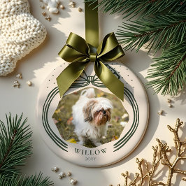 Elegante Polka Dot Christmas Bow Photo Keepsake Keramisch Ornament