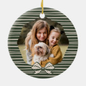 Elegante Polka Dot Christmas Bow Photo Keepsake Keramisch Ornament (Achterkant)