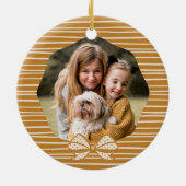 Elegante Polka Dot Christmas Bow Photo Keepsake Keramisch Ornament (Achterkant)