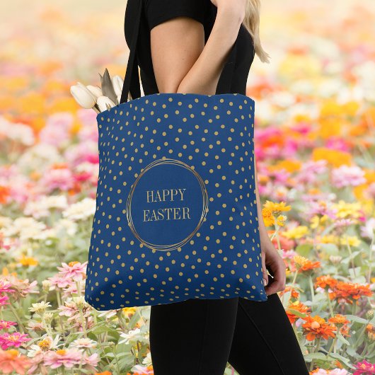 Elegante Polka Dots Christelijke Happy Easter Egg  Tote Bag