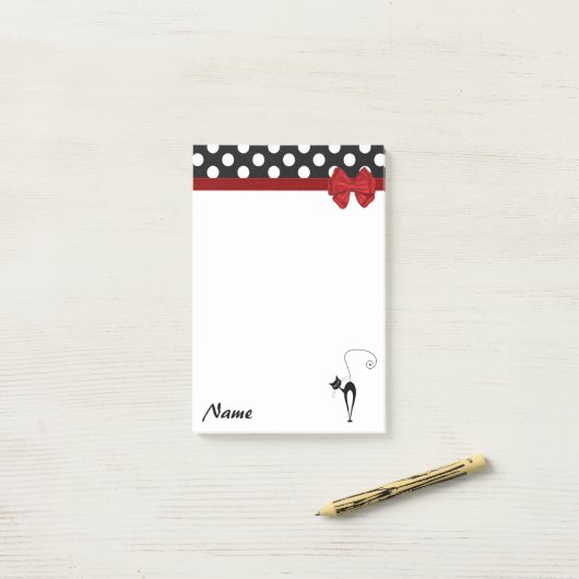 Elegante polka dots grillig grappig kat monogram post-it® notes (Op bureau)