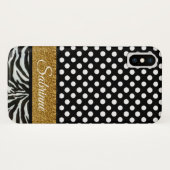 Elegante Polka Dots Zebra Patroon monogram Case-Mate iPhone Case (Achterkant (horizontaal))