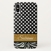 Elegante Polka Dots Zebra Patroon monogram Case-Mate iPhone Case (Achterkant)