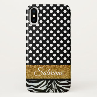 Elegante Polka Dots Zebra Patroon monogram Case-Mate iPhone Case