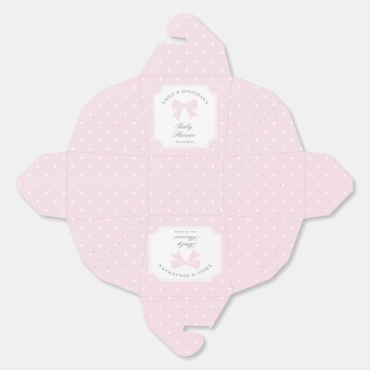 Elegante polka stippen Baby roze boog meisje Baby  Bedankdoosjes (Ongevouwen)
