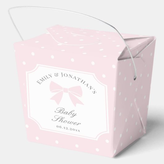 Elegante polka stippen Baby roze boog meisje Baby  Bedankdoosjes (Achterkant)