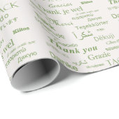 Elegante Polyglot "Thank You" Green op Seashell Cadeaupapier (Rol Hoek)