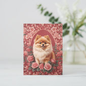 Elegante Pommerse hond William Morris geïnspireerd Briefkaart (Staand voorkant)